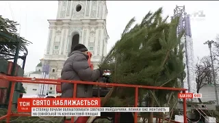 На Софійській площі розпочали монтаж головної ялинки країни