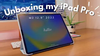 ipad pro m2 12.9 inch 2022 unboxing + accessories | calm lofi asmr aesthetic no talking