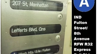 IND Subway: Full R32 A Express Train Ride to Inwood-207th Street