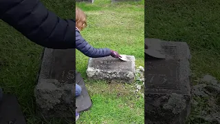 Cleaning Alice Williams Headstone