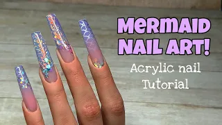 Mermaid Inspired Acrylic Nails | Nail Sugar