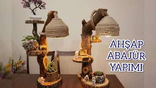 Halatlı Ahşap Abajür Yapımı (wood lampshade making)