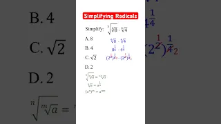 Simplifying Radicals with Square Roots , Cube Roots and Fourth Roots #shorts