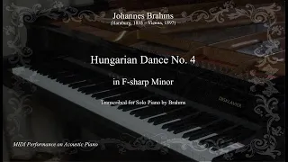 J.Brahms: Hungarian Dance No. 4 in F-sharp Minor, transcribed for Solo Piano by Brahms