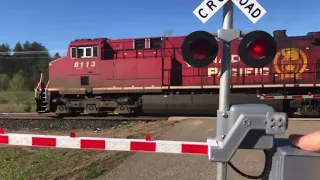 CP 8113 And 8720 Passing Church Rd Crossing In Welch Township MN (Ft RR Crossing Gate Toy)