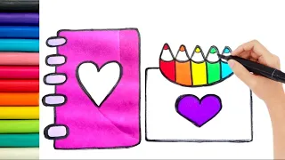 Rainbow Heart Pencils Drawing, Painting and Coloring for Kids and Toddlers | Come and Draw with me