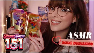 ASMR 💜 Pokemon 151 Mini Tins!!! Whispered TCG Card Opening with Crinkles & Taps for Good Luck