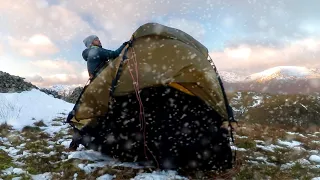 Solo Winter Mountain Camping in Gale Force Winds