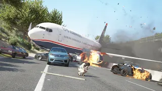 B737 Emergency Landing On Highway With Broken Landing Gear | GTA 5