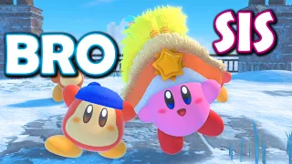 2-Player Kirby and the Forgotten Land is CRAZY!! [Bro and Sis Gameplay]