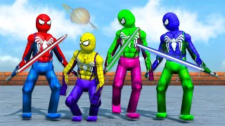 SPIDER-MAN LIGHTSABER TEAM: COLORFUL ROOFTOP DUEL!