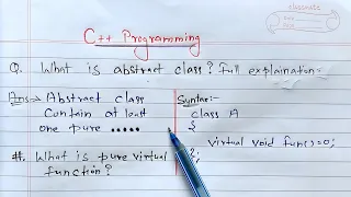 Abstract class in C++ | what is abstract class and pure virtual function in c++