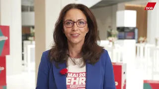 Mai-Aufruf der DGB-Vorsitzenden Yasmin Fahimi 2024