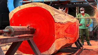 Wood Cutting Skills // Working With A Giant Red Wood Lathe