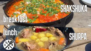 Original Shakshuka and Uzbek Shurpa | ASMR Cooking | Camping