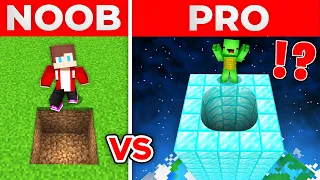 JJ And Mikey NOOB vs PRO BUILT TOWERS With A HOLE OF 1.000.000 BLOCKS in Minecraft Maizen