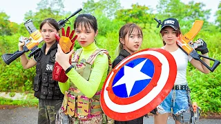 VTL Nerf War: Xgirl Team & Warriors Nerf Guns Fight Criminal Group Cherry Tranbi Perfect Combination