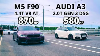 MARK 2 1000л.с. BMW M5 F90 STAGE 2 vs AUDI A3 2.0T STAGE 4. BMW G20 M340I STAGE 3 vs AUDI S5 STAGE 3