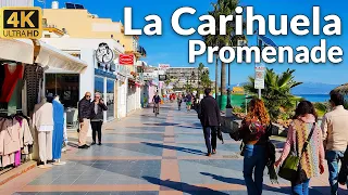 Walking in La Carihuela Promenade, Torremolinos, Spain in January 2023