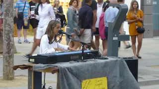 2019 07 26 B 12 year old Sarah Angel Carrion on 3rd Street Promenade sings Piano Man