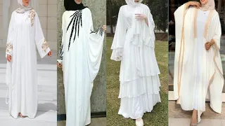 White Abaya designs 2024/New white Abaya collection/white Abaya for umrah/S dolls