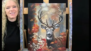 Learn How to Draw and Paint with Acrylics DEER IN AUTUMN Acrylic Painting Tutorial for Beginners