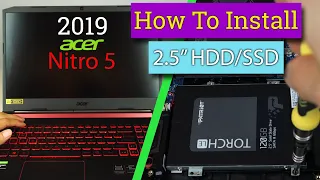 How to Install 2.5" HDD or SSD in Acer Nitro 5 Gaming Laptop (2019 ver) SATA III Drive