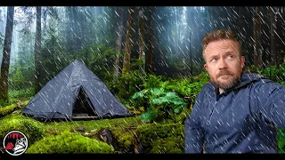 Facing a Storm in a Tipi Tent - Heavy Rain and Powerful Winds - ASMR Camping Adventure