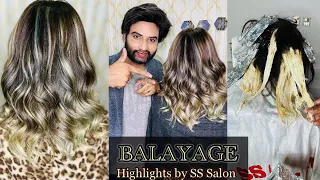 How to Ash Golden Balayage Highlights on Dark Hair// Ash Grey Balayage #highlights // step-by-step