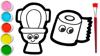 Drawing and Coloring a Toilet Set 🚽🧻🌈 Drawings for Kids  #37