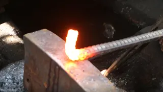 Forging a KATANA (cutting knife) out of Rusted Iron CHAIN| Forging a KATANA from a GIANT WRENCH