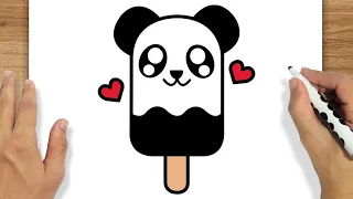 COMO DESENHAR UM PICOLÉ DE PANDA KAWAII