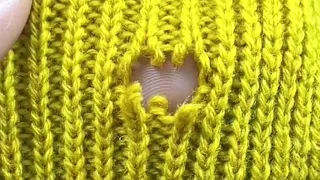 How to Invisibly Repair a Hole in a Knit Sweater With a Sewing Needle (1×1 Rib)