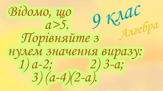 Відомо, що... Порівняйте з нулем значення виразу. Основні властивості числових нерівностей.(9клас)