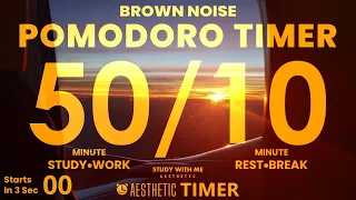 4 Hour Pomodoro, 50 Min Pomodoro Brown Noise, 뽀모도로 50 브라운 노이즈, 50 Minute Study, 10 Minute Breaks