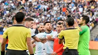 МЕССИ ПОЛУЧИЛ КРАСНУЮ КАРТОЧКУ   НА МАТЧЕ АРГЕНТИНА ЧИЛИ/ Messi got RED CARD