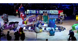 NBA Allstar Game 2017 Inflatable mascots after durant assists Westbrook alley oop