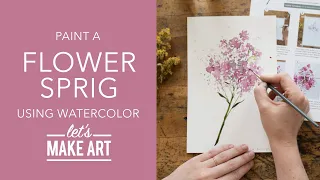 Let's Paint Flower Sprig| Loose Floral Watercolor Painting by Sarah Cray of Let's Make Art