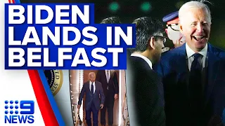 US President Joe Biden lands in Belfast, Northern Ireland | 9 News Australia