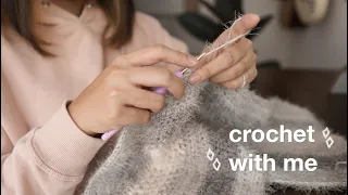 🥀 crochet with me for an hour / rain, soft music and thunderstorm