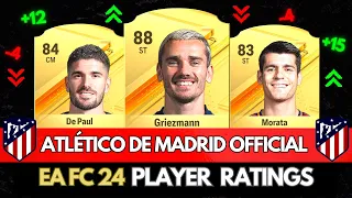 EA FC 24 | OFFICIAL ATLÉTICO DE MADRID PLAYER RATINGS (FIFA 24)! 💀😲 ft. Griezmann , Morata , Oblak …