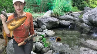 Survival how to catch fish in primitive times - Build shelter and cook