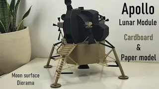 Apollo lander paper model for science projects | Apollo lunar module in moon surface diorama | DIY