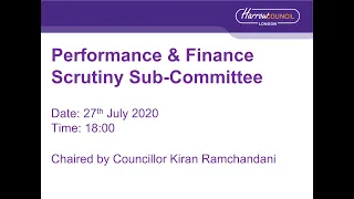 Performance and Finance Scrutiny Sub-Committee - 27 July 2020