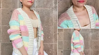 Cardigan Básico a Crochet | Fácil | Diestra | Aesthetic