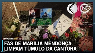 Fã viraliza por limpar túmulo de Marília Mendonça em Goiânia | SBT Altamira