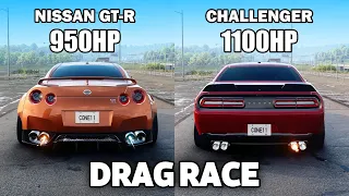 NISSAN GT-R R35 vs CHALLENGER SRT8 | DRAG RACE (NFS Unbound)