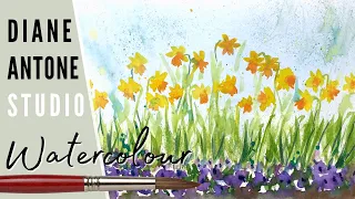 How to Paint Watercolor Daffodils - Easy Beginners Real Time Step by Step Painting Art Tutorial