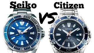 Citizen eco-drive diver vs Seiko samurai  face off part 2 with my daughter Abby scoring the Seiko