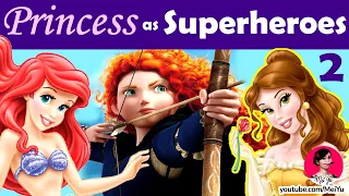 Reimagine Disney Princess Superheroes | Ariel, Belle, Merida Art Challenge | Mei Yu Fun2draw